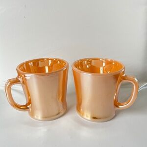 Vintage FireKing Mugs set of 2 Peach Luster